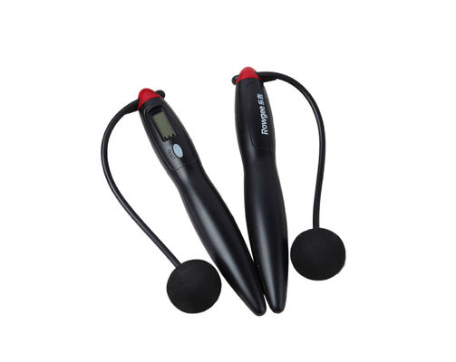 Semplice corda di salto senza fili per interni nera JS-310 con lunghezza di 200 mm e contatore di loop