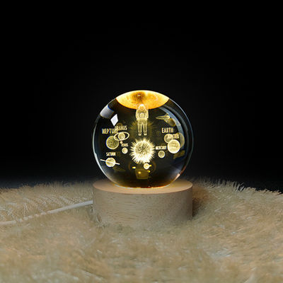 Lampada di cristallo USB Luminous 3D Art Crystal Ball Bright Glass Night Light Lampada da tavolo