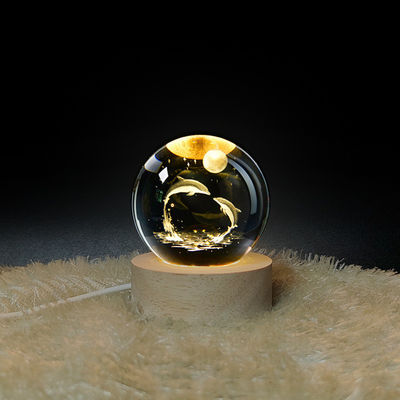 Lampada di cristallo USB Luminous 3D Art Crystal Ball Bright Glass Night Light Lampada da tavolo