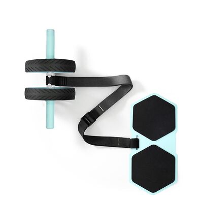 Set di ruota addominale multifunzionale con tappetino per le ginocchia e fascia elastica per l'allenamento del core a casa e l'allenamento per tutto il corpo