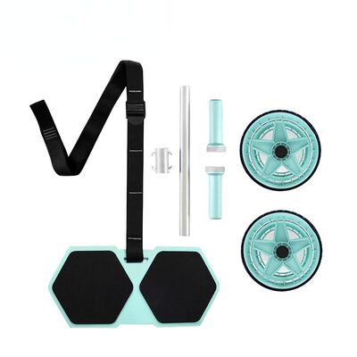 Set di ruota addominale multifunzionale con tappetino per le ginocchia e fascia elastica per l'allenamento del core a casa e l'allenamento per tutto il corpo