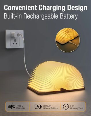 Novità Libro pieghevole Luce 5 colori Luce da notte pieghevole Lampada da tavolo portatile