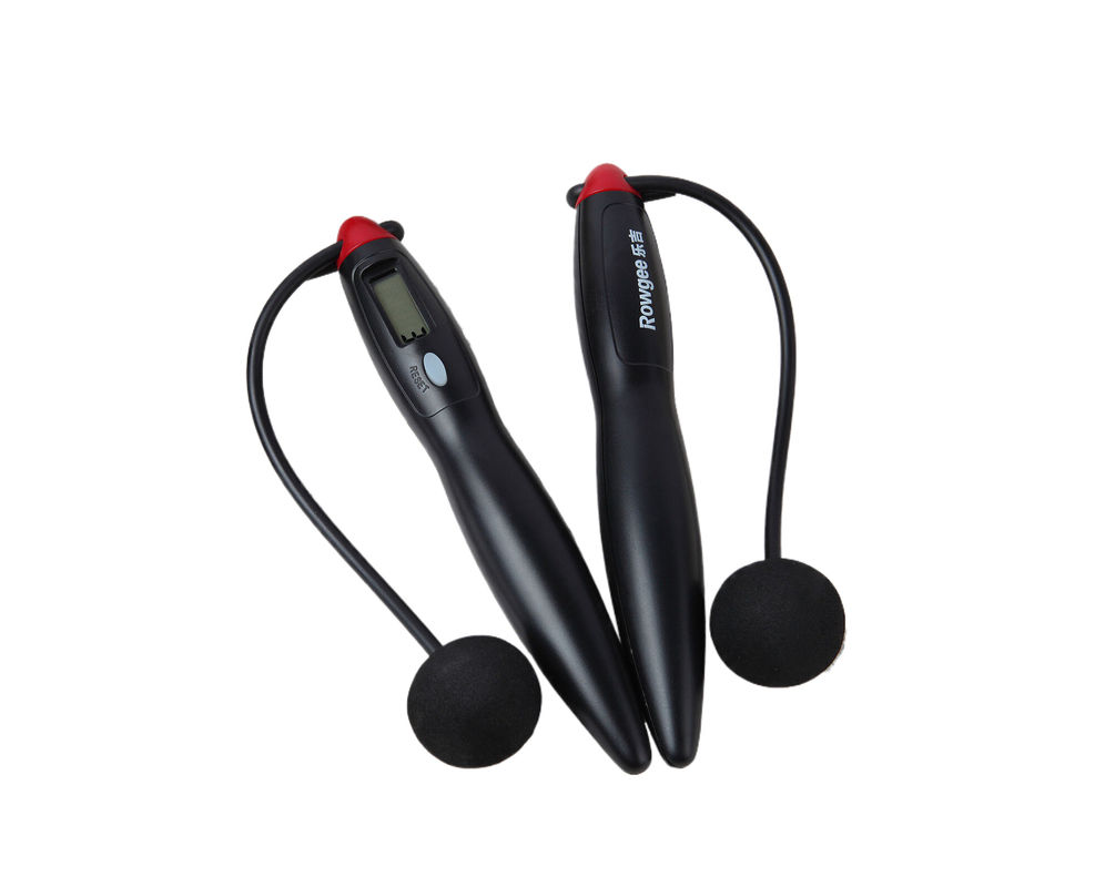 Semplice corda di salto senza fili per interni nera JS-310 con lunghezza di 200 mm e contatore di loop