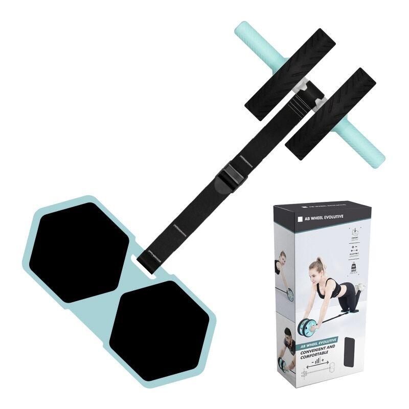 Set di ruota addominale multifunzionale con tappetino per le ginocchia e fascia elastica per l'allenamento del core a casa e l'allenamento per tutto il corpo
